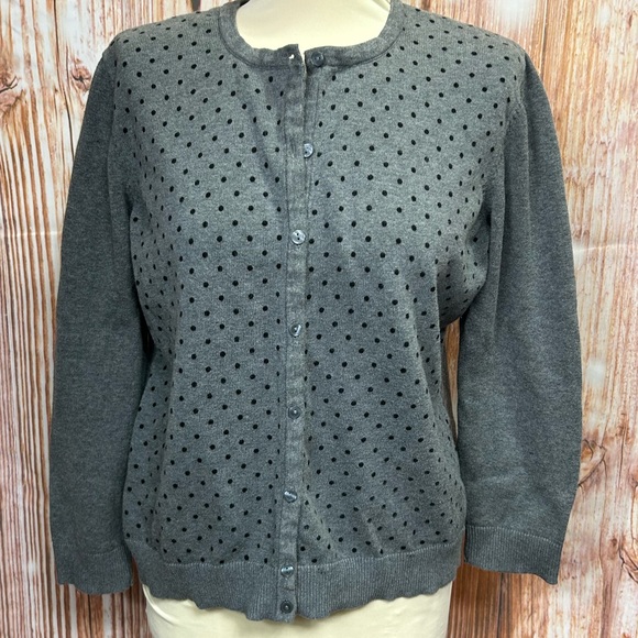 Croft & Barrow Petite Polka Dot Cardigan Sweater - Picture 1 of 8
